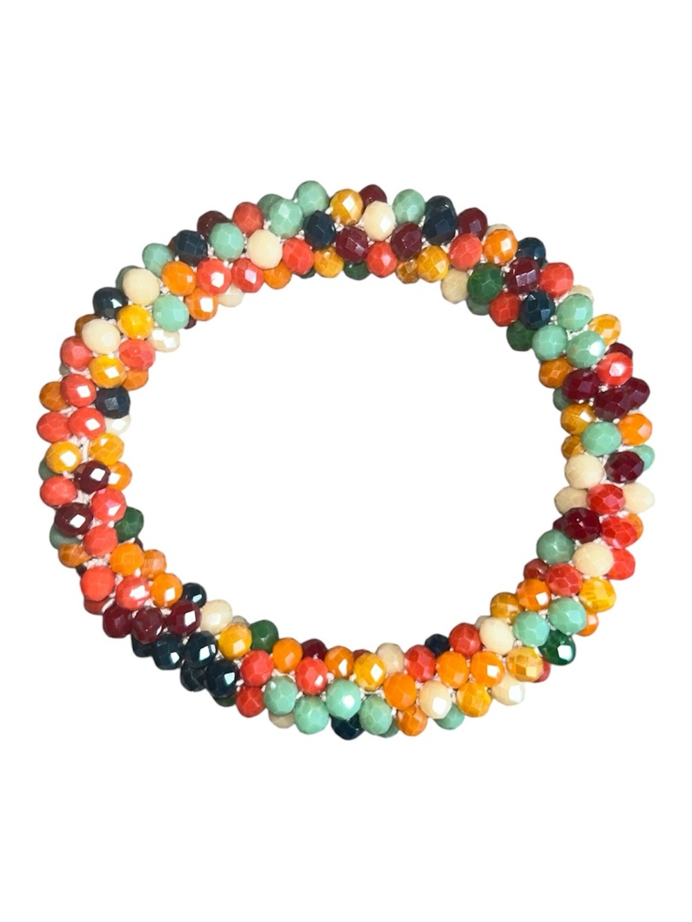 Handmade Bohemian Elastic Glass Bead Bracelet - Multi-Color Stretchable - Picture 3 of 10